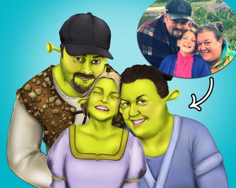 Green Monster Style Family Portrait - Regalo per la festa del papà - File digitale HD che puoi stampare dove vuoi