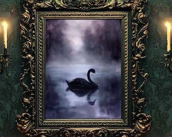 Black Swan Giclée Print: Vintage Gothic Wall Art (Digital Download)