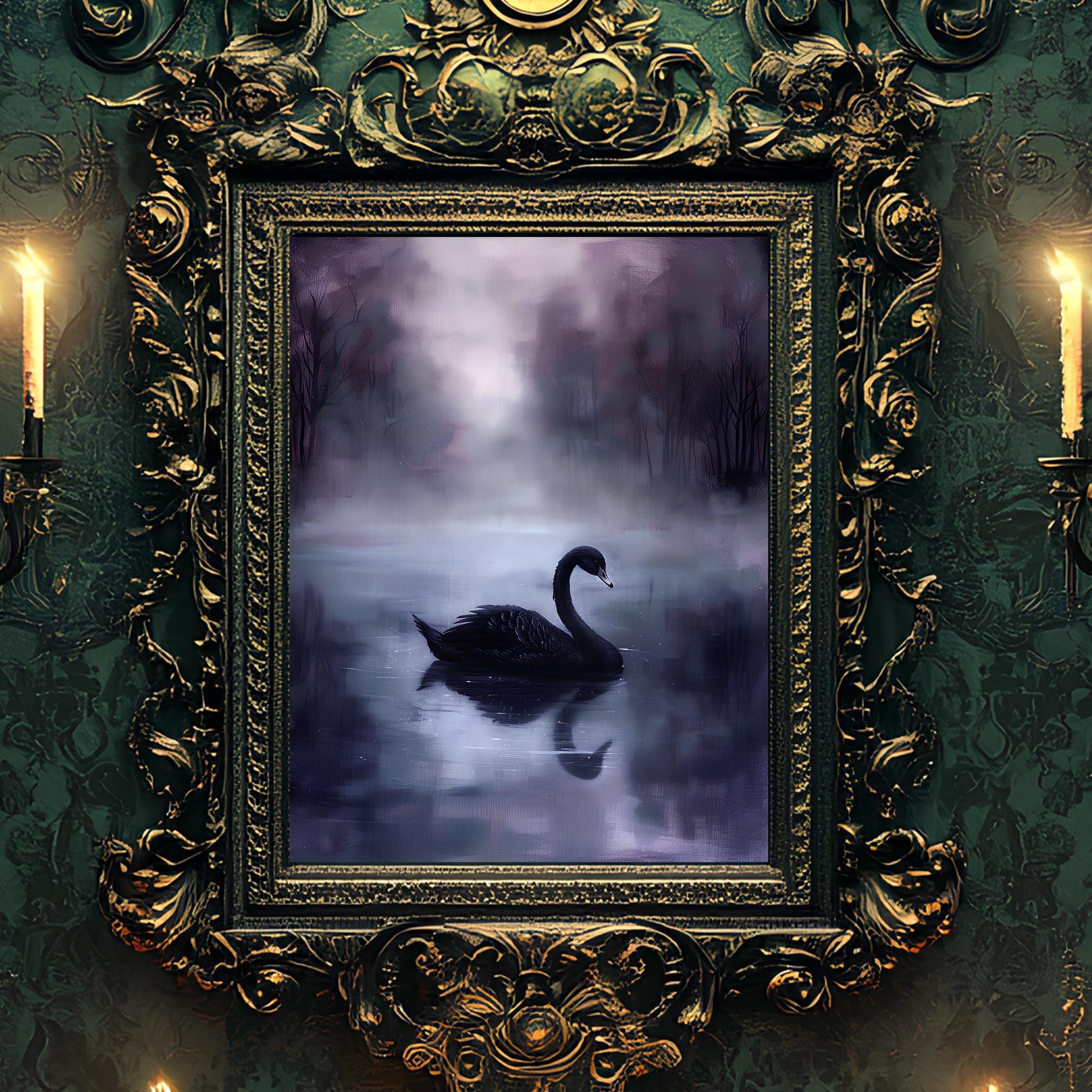 Black Swan Giclée Print: Vintage Gothic Wall Art (digital Download