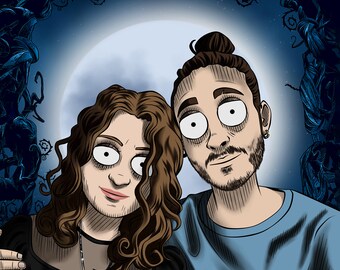 Halloween day gift - Tim Burton style portrait - The original Nightmare Portraits