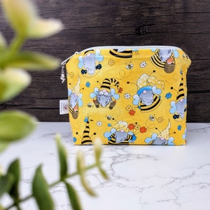Bolsa para projeto de tricô em formato de gnomo de abelha, bolsa para projeto em tamanho de meia, bolsa para meias, bolsa com zíper, agulhas de tricô, fios, agulhas de crochê, bolsa para armazenamento de fios