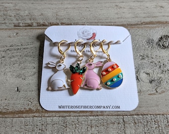 Spring easter bunny stitch markers, crochet stitch markers, stitch markers for knitting, progress keepers, progress keepers for knitting