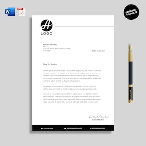 Diseño de membrete limpio, moderno y profesional, plantilla de membrete, membrete editable