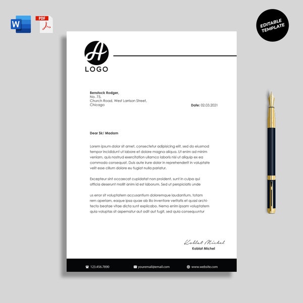 Clean, Modern & Professional letterhead design, Letterhead Template, Editable Letterhead