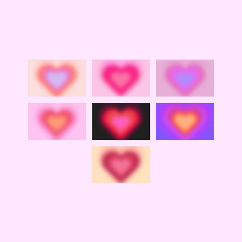 Aura Hearts Gradient Wallpapers and Backgrounds for Desktop & - Etsy