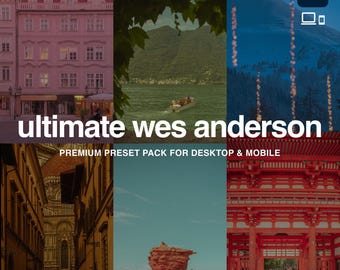 The Ultimate Wes Anderson Lightroom Preset Pack | Mobile & Desktop Presets | Cinematic | Vintage | Film Preset | Film Aesthetic
