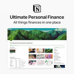 The Ultimate Notion Personal Finance Template | All-in-One Dashboard | Budget Manager, Finance Tracker, Expenses & More