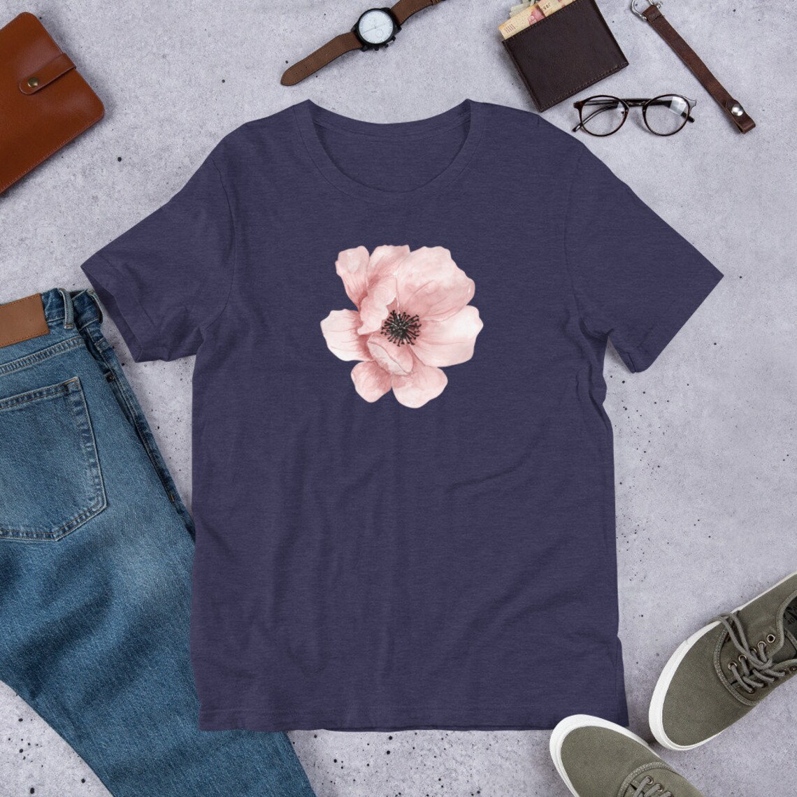 Pink Flower Tshirt Women Tshirt Women Gift Shortsleeve Etsy