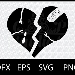 Corazón roto svg / Heart break svg png / Break Up Svg