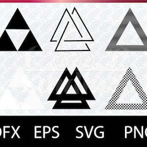 Puede incluir: Seis diseños diferentes de triángulos en blanco y negro. Los triángulos están rellenos con varios patrones, incluyendo rayas, cuadros y negro sólido.