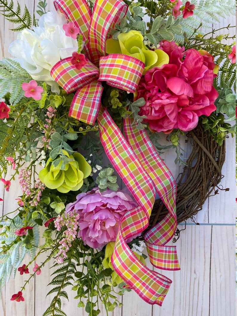 Everyday Wreath All Occasion, Grapevine for Front Door Peonies and Roses