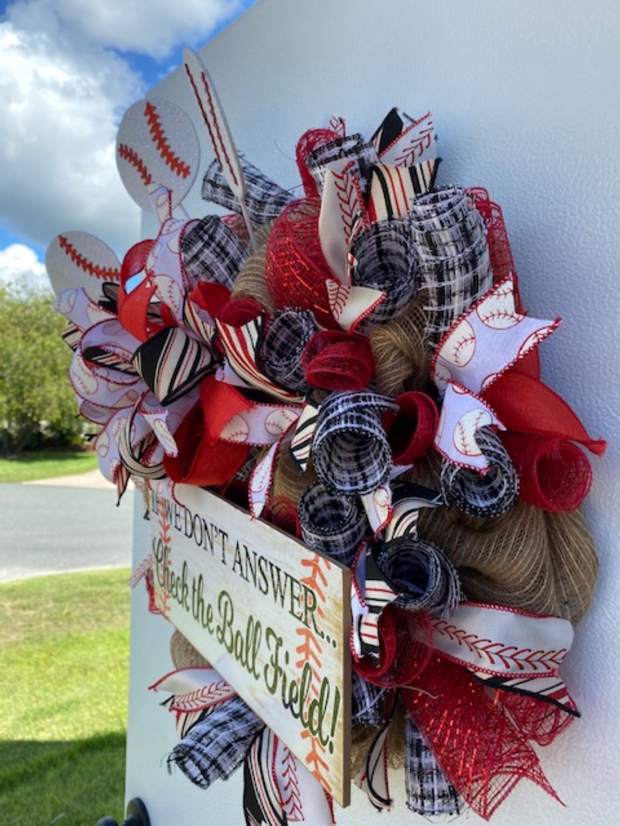 Baseball/Softball Wreath for front door deco mesh and ribbons Etsy