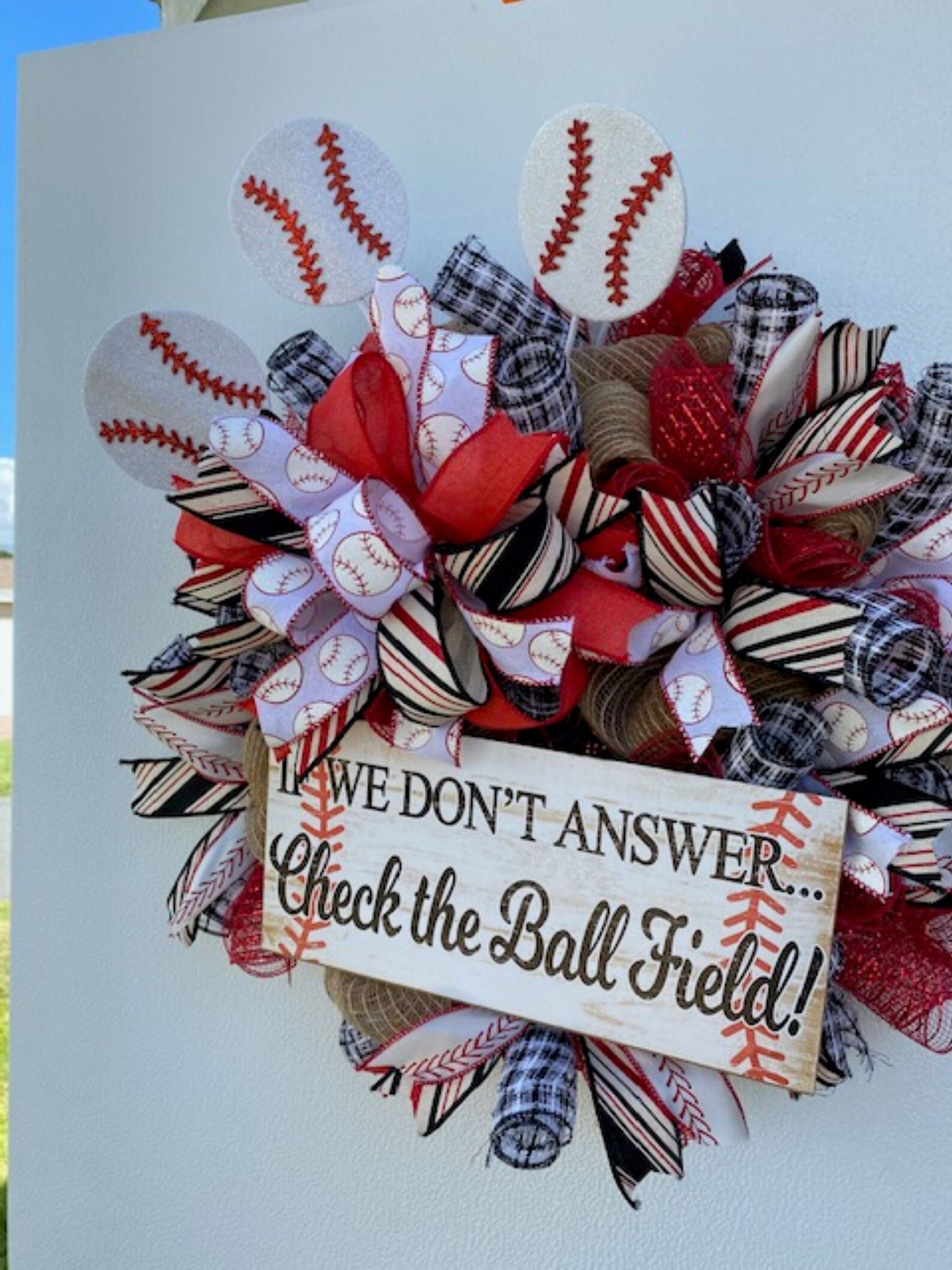 Baseball/Softball Wreath for front door deco mesh and ribbons Etsy