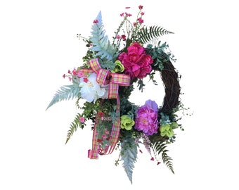 Everyday Wreath All Occasion, Grapevine for Front Door Peonies and Roses