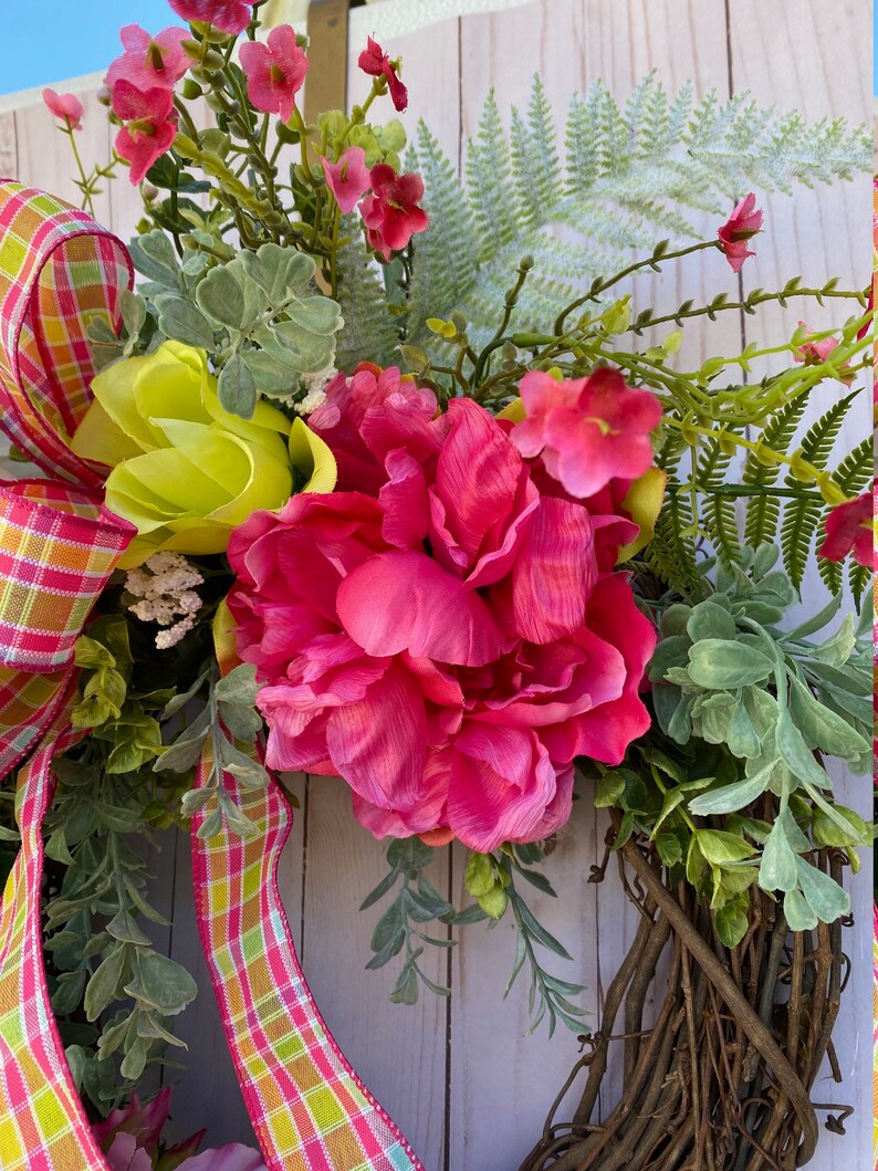 Everyday Wreath All Occasion, Grapevine for Front Door Peonies and Roses