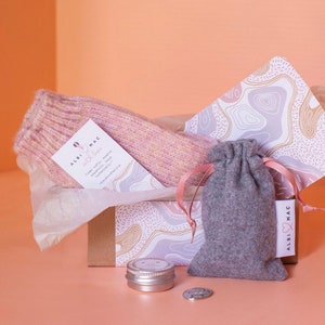 Caja de letras de plata, caja de regalo, caja de regalo, Albi y Mac, recogerme caja, regalos de bienestar, abrazo en una caja, paquete de cuidado, regalos de quimioterapia