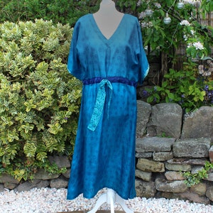 Blue Silk Dress, Recycled Dress, Silk Dress, Upcycled Dress, Ethically Made, Teal Blue Dress, Teal Print Dress, Ladies Dress