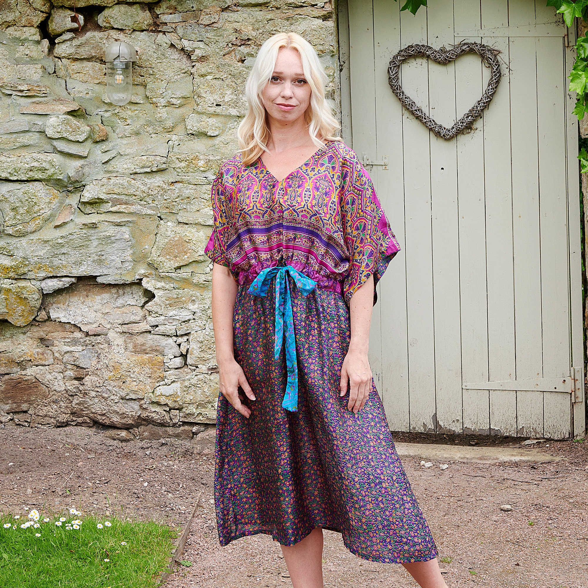 Purple Silk Dress, Recycled Dress, Silk Dress, Upcycled Dress