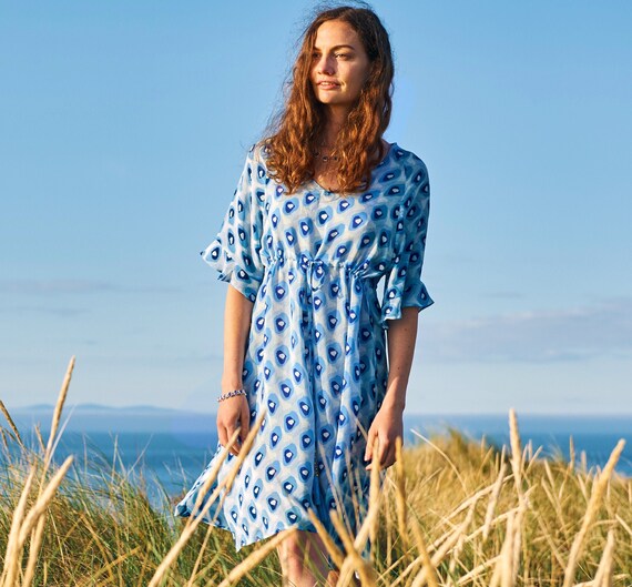 drawstring silk dress Silk Drawstring V-Neck Tunic Dress