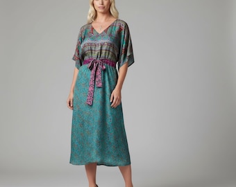 Green Silk Sari Dress: Embroidered Recycled Silk, Boho Style - Etsy Green Silk Sari Dress: Embroidered Recycled Silk, Boho Style - Etsy