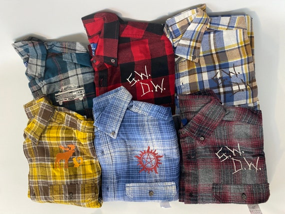 Plaid Flannel Moose and Squirrel Shirt Button Down