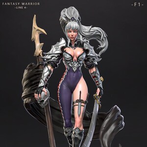 Valeria | Weibliche Fantasy Miniatur 3d Harz gedruckte Modell Pin-up-Miniatur große Skala Statue | 80mm | von LD3Dart