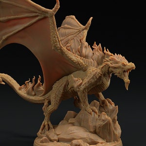 Infernorthor, el Gigante de la Tormenta de Fuego / Monstruo dragón en miniatura de fantasía DnD Dragon Miniature / 100 mm / por The Dragon Trappers Lodge