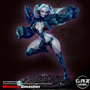 Madam Smasher | Female sci-fi miniatures 3d printed models miniatures | 32mm / 75mm | by Gaz Minis