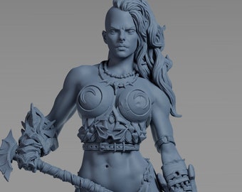 Leena | Female Fantasy miniature 3d resin printed model Viking pin up miniature warrior | 35mm / 75mm | by Toydoy