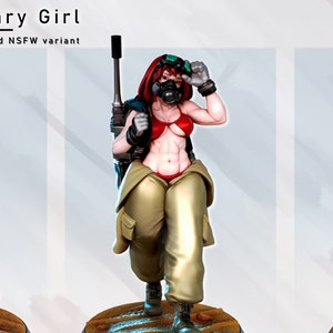 Krenzia, Militärflicka | Kvinnlig Sci-fi-soldat, Krypskytt, Pin-up-miniatyr | 32 mm / 75 mm | av Gaz Minis