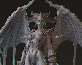 Manakane Aytress | Female Fantasy miniature DnD Demoness fighter warrior 3d Resin printed model | 32mm - 75mm - 150mm  | by HardWitch Games