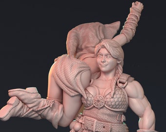 Bianka | Fantasy Miniature Witch Sorceress Summoner | DnD 3d resin printed model pin up miniature | 32mm - 75mm | by HardWitch Games