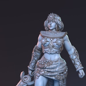 Adamine / Miniatura de guerrera luchadora de fantasía femenina, pin-up / 32 mm / 75 mm / por HardWitch Games