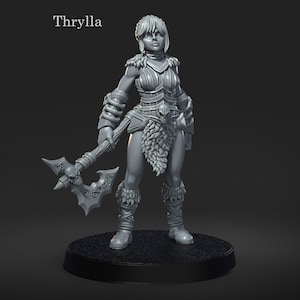 Barbarian Maidens | DnD Female Human Barbarian Fighter Miniatures | 40mm / 75mm / 100mm | by RNEstudio