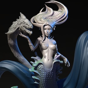 Zehenna | Female fantasy miniature 3d resin print model pin up miniature Mermaid Siren Water Nymph | by Dungeons And Maidens