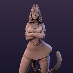 Ankhusu Female fantasy miniature egyptian mythology cat girl 3d resin print pin up miniature 35mm / 75mm by Mini Dreams image 1