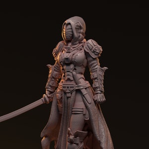 Kara Mint | Female Sci-fi miniature 3d resin miniature | 32mm / 75mm | by HardWitch Games