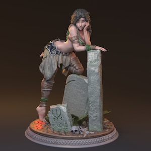 Halabet | Female fantasy miniature pin up miniature Elf 3d resin print model | 32mm / 75mm| by 42Studio