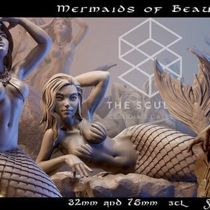 Mermaids of Beauty Bundle | Female Pinup Miniatures 3D Printed Model Siren Sea Nymphs | 32mm / 54mm / 75mm | by Claudia Rodriguez