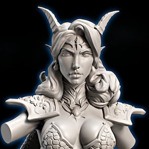 Elara Nachtschatten Büste | Weibliche Fantasy Büste Pin-up Miniatur Dunkelelf Zauberin | von Mystic Makers Miniatures