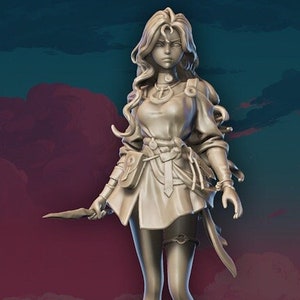 Elara Eisherz | Weibliche Fantasy Miniatur Zauberer Arkanist 3D Harz gedruckte Miniatur | 32mm / 75mm | von Lily&#39;s Minis
