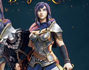 Elysia the Dragon Slayer | Fantasy Bust 3D resin printed model Knight pin up miniature | by Safehold