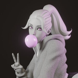 Bubblegum Babe | Female pin up miniature 3d resin print | 75mm | by Piper Prints