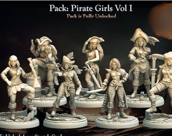 Pirate Girls vol. 1 Miniature Bundle / Collezione di modelli in resina stampati in 3D D&D / 32 mm / 75 mm / di Ravi Sampath