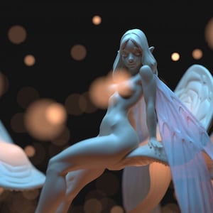 Oona, the Moon Fae | Female fantasy miniature pin up miniature Fairy Fae 3d resin print model | 75mm| by Blackthorn Miniatures