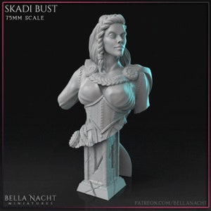 Skadi Bust | Female Fantasy Miniature Fantasy Bust 3d resin printed bust Norse mythology miniature | by Bella Nacht Miniatures
