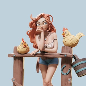 Nerissa | Cowgirl weiblich unbemalt Pin up Miniatur | 32mm / 75mm | von Weibliche Miniaturen