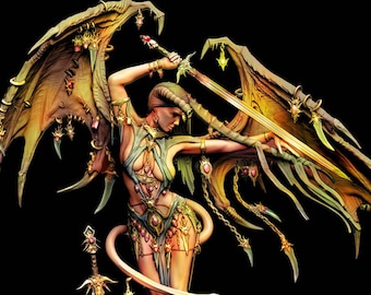 Lamashtu | Female fantasy miniature 3d printed model pin up miniature | 32mm / 75mm | by Printomancer