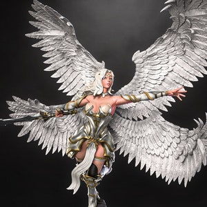 Ghiany | Fantasy miniature aasimar valkyrie angel female pin up miniature 3d print | 80mm / 250mm | by LD3Dart