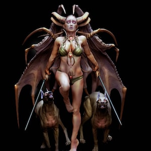 Abere | Female fantasy miniature succubus demon demoness 3d resin print pin up miniature | 32mm / 75mm | by Printomancer